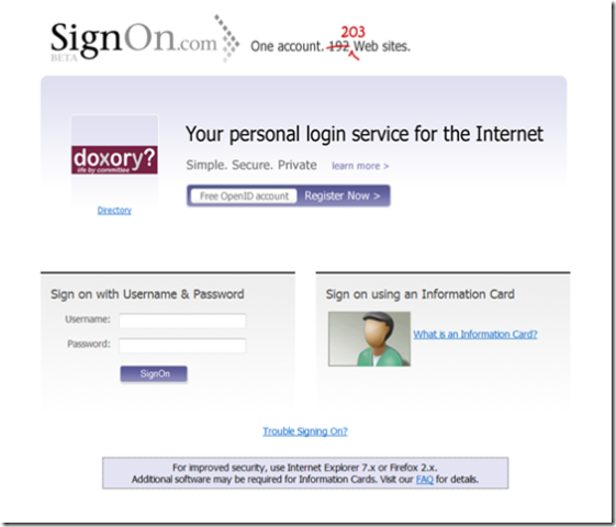 SignOn.com: CardSpace & OpenID