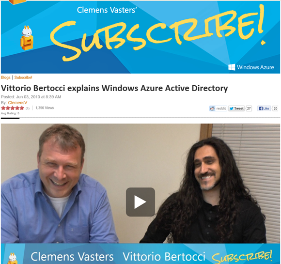 Windows Azure AD on Subscribe!