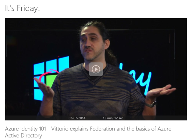 Windows Azure AD on Azure Fridays! (I)