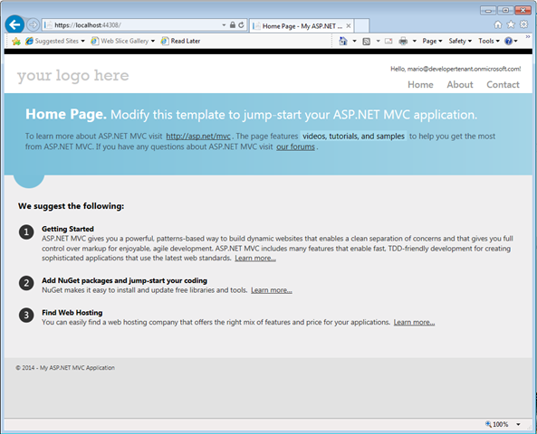 Protecting an MVC4 VS2012 Project with OpenId Connect and Azure AD